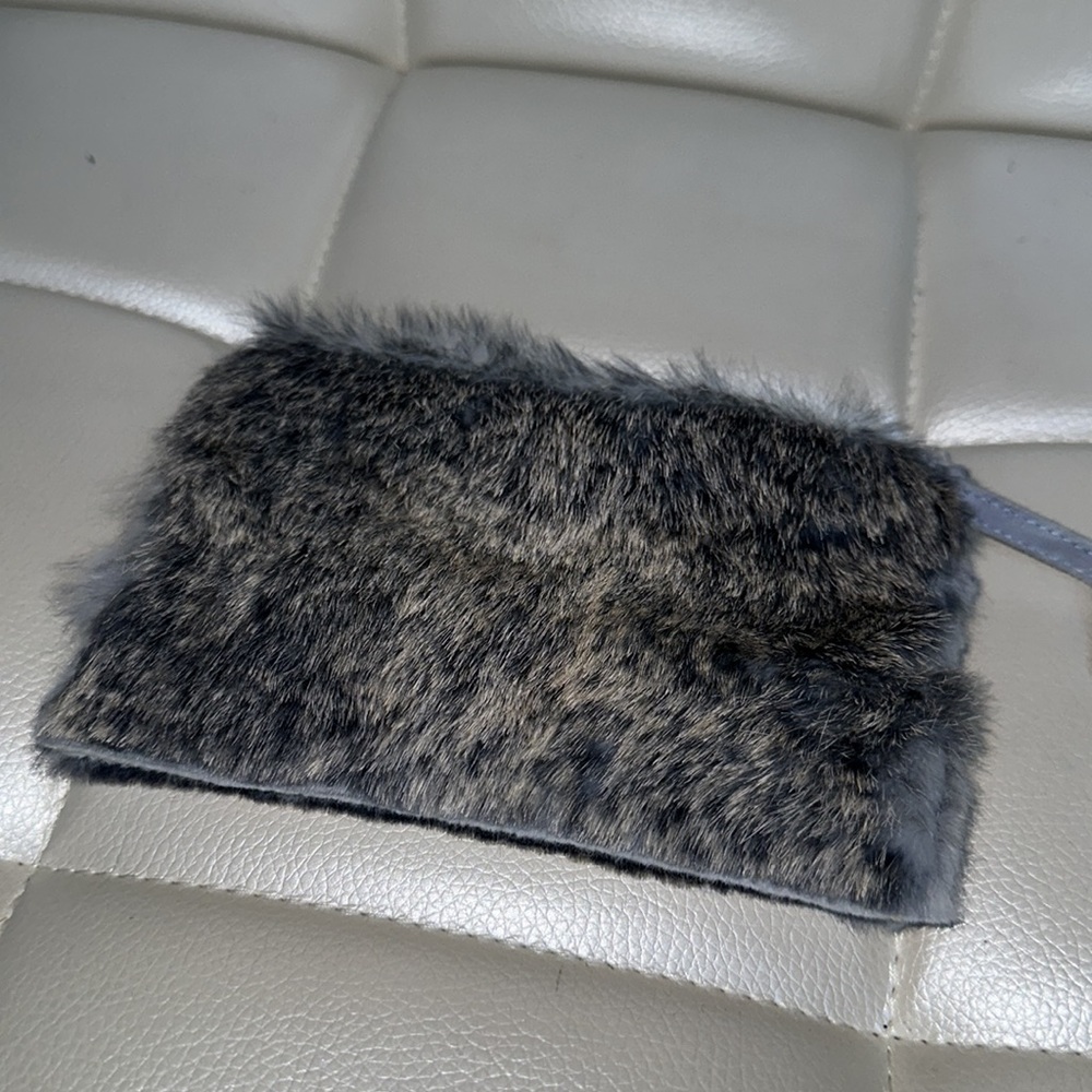 Chanel rabbit fur & suede key chain  pouch clutch bag - Picture 2 of 9